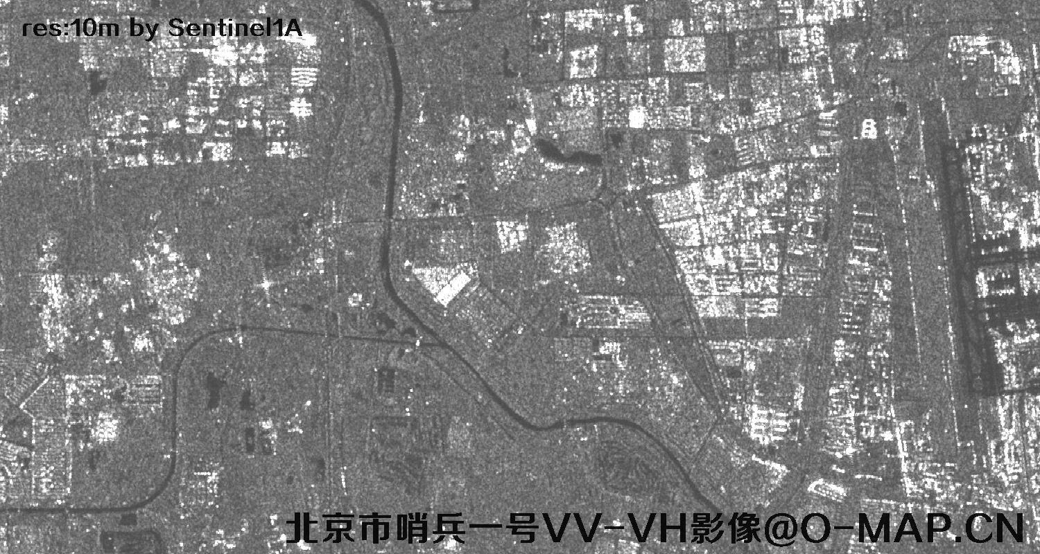 哨兵1号雷达卫星拍摄的北京市10米VV-VH影像