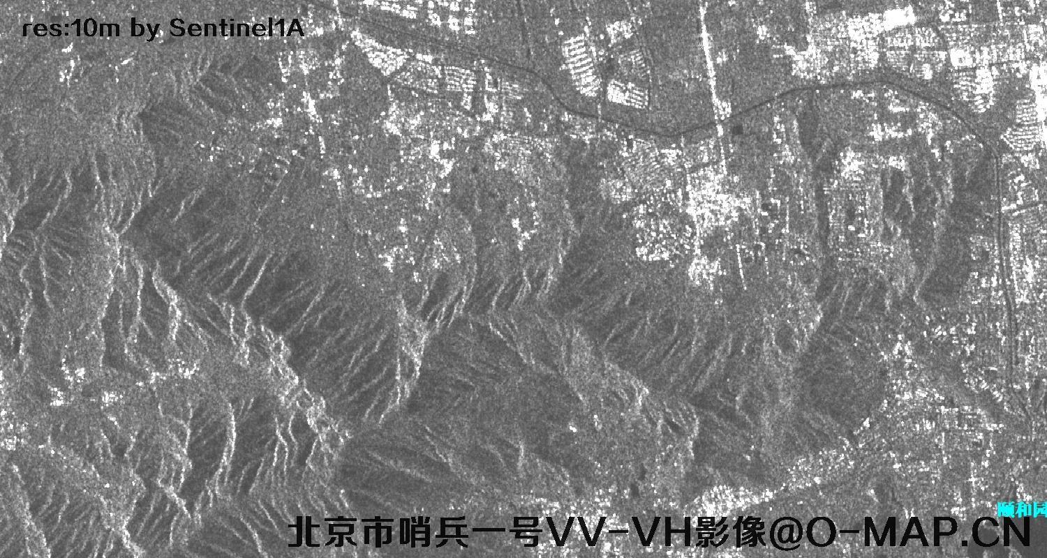 哨兵1号雷达卫星拍摄的北京市10米VV-VH影像