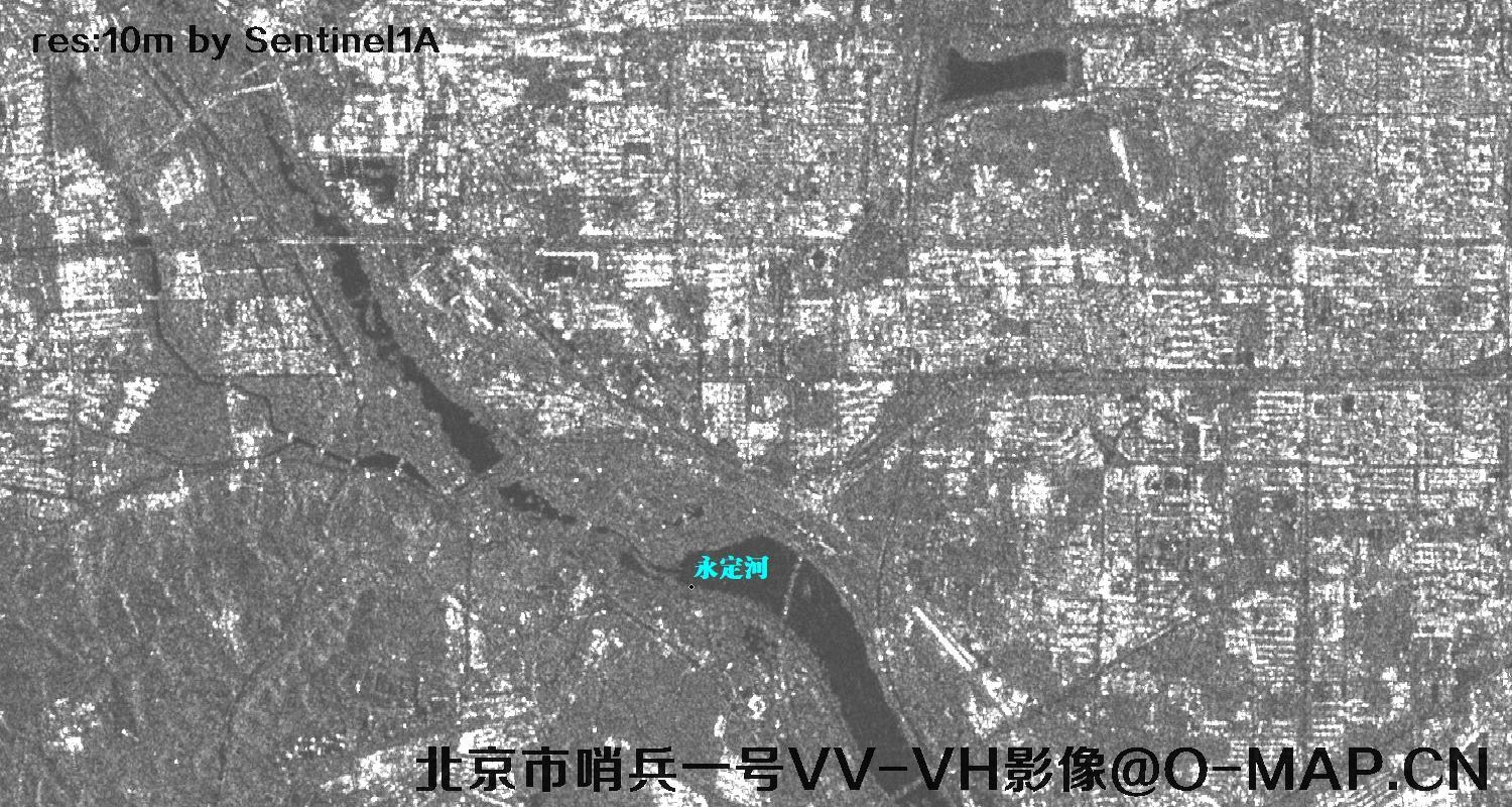 哨兵1号雷达卫星拍摄的北京市10米VV-VH影像
