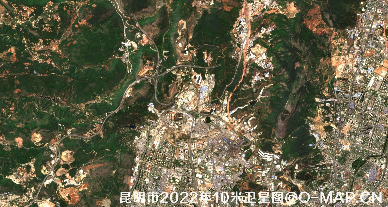 哨兵卫星2022年拍摄的昆明市10米卫星图