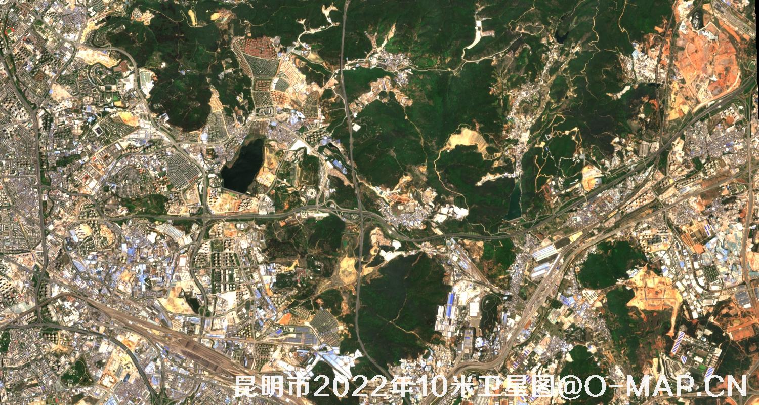 哨兵卫星2022年拍摄的昆明市10米卫星图