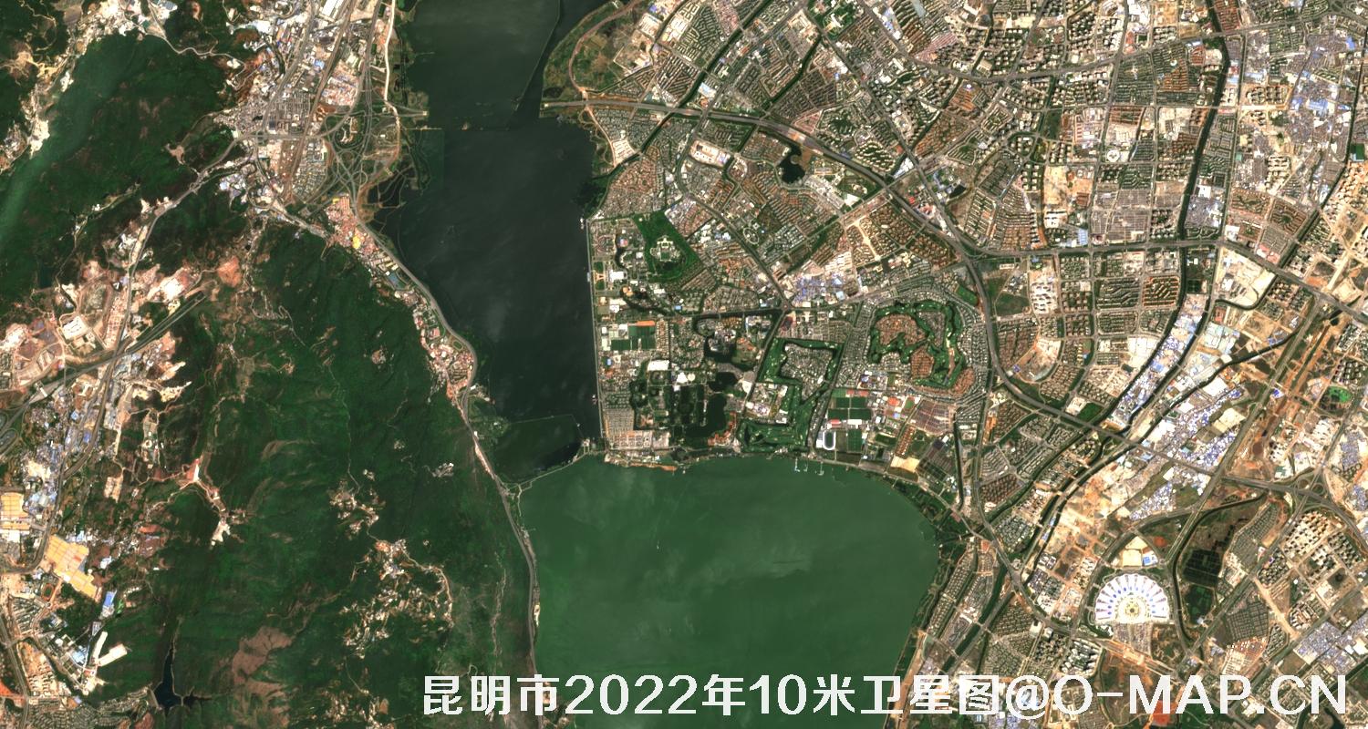 哨兵卫星2022年拍摄的昆明市10米卫星图