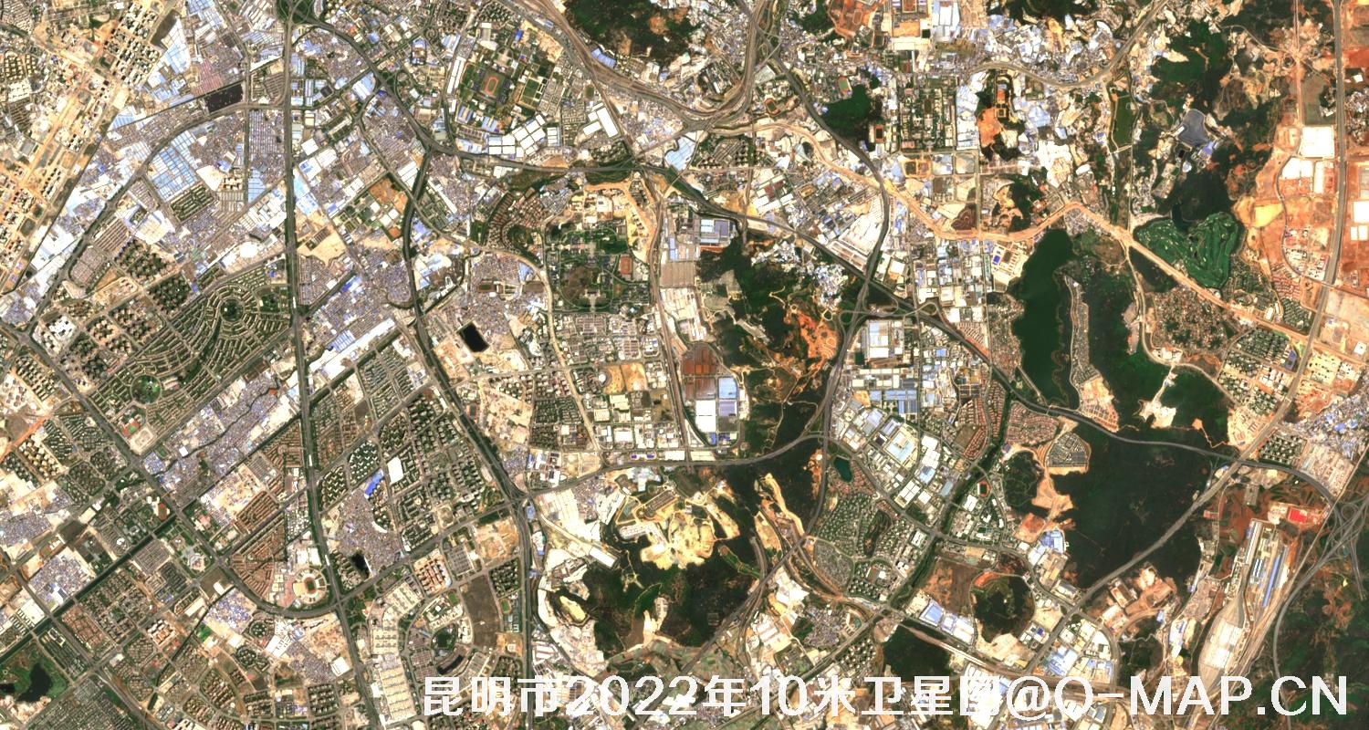 哨兵卫星2022年拍摄的昆明市10米卫星图