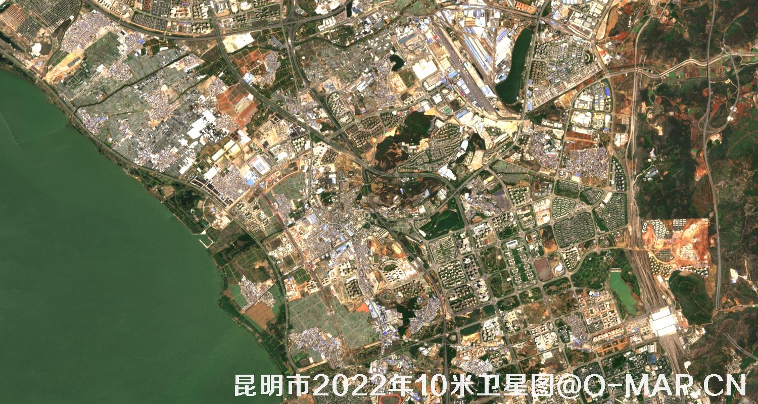 哨兵卫星2022年拍摄的昆明市10米卫星图