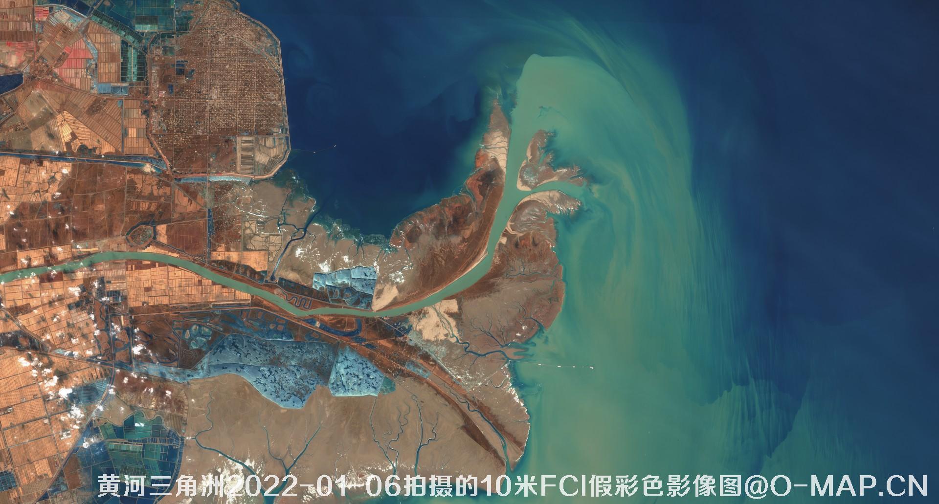 黄河三角洲2022年10米Sentinel哨兵卫星FCI假彩色影像图