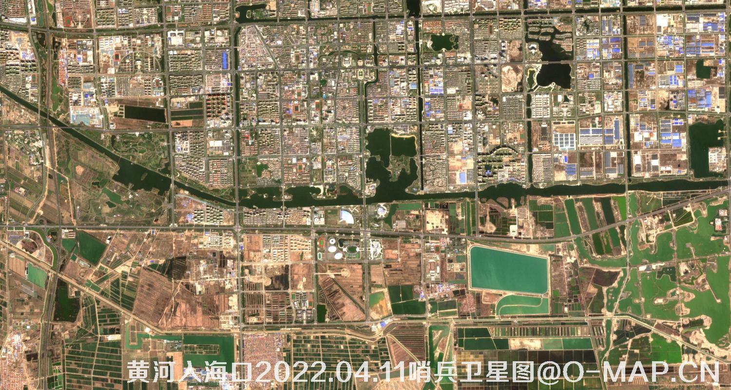 黄河入海口-山东省东营周边2022.04.11哨兵卫星图像