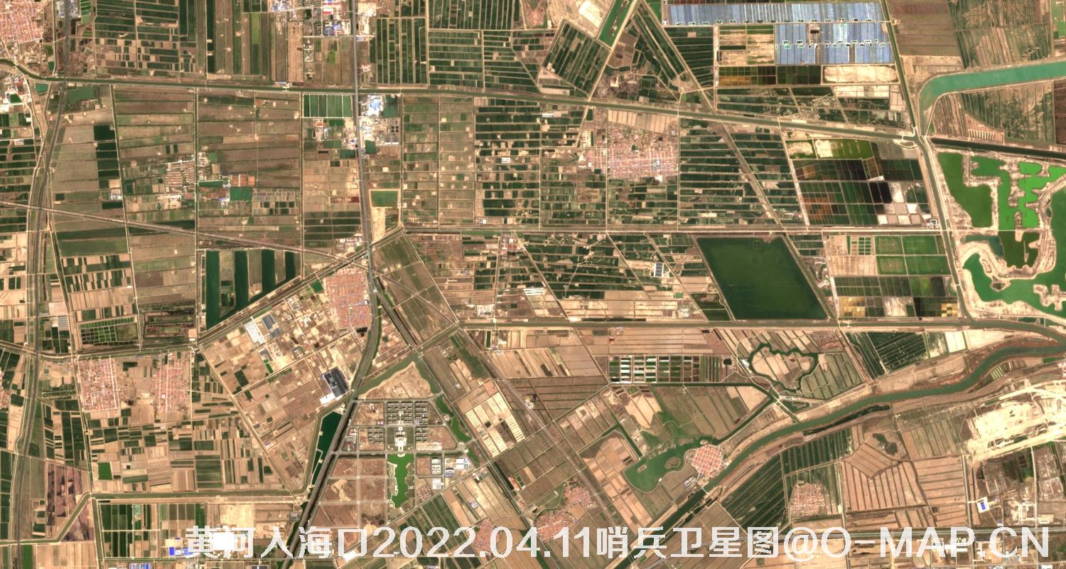 黄河入海口-山东省东营周边2022.04.11哨兵卫星图像