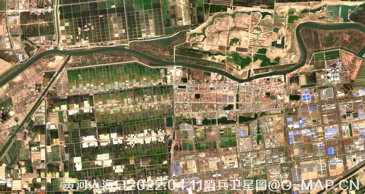 黄河入海口-山东省东营周边2022.04.11哨兵卫星图像