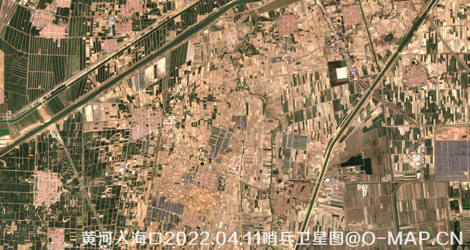 黄河入海口-山东省东营周边2022.04.11哨兵卫星图像