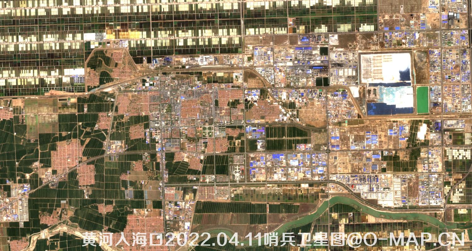 黄河入海口-山东省东营周边2022.04.11哨兵卫星图像