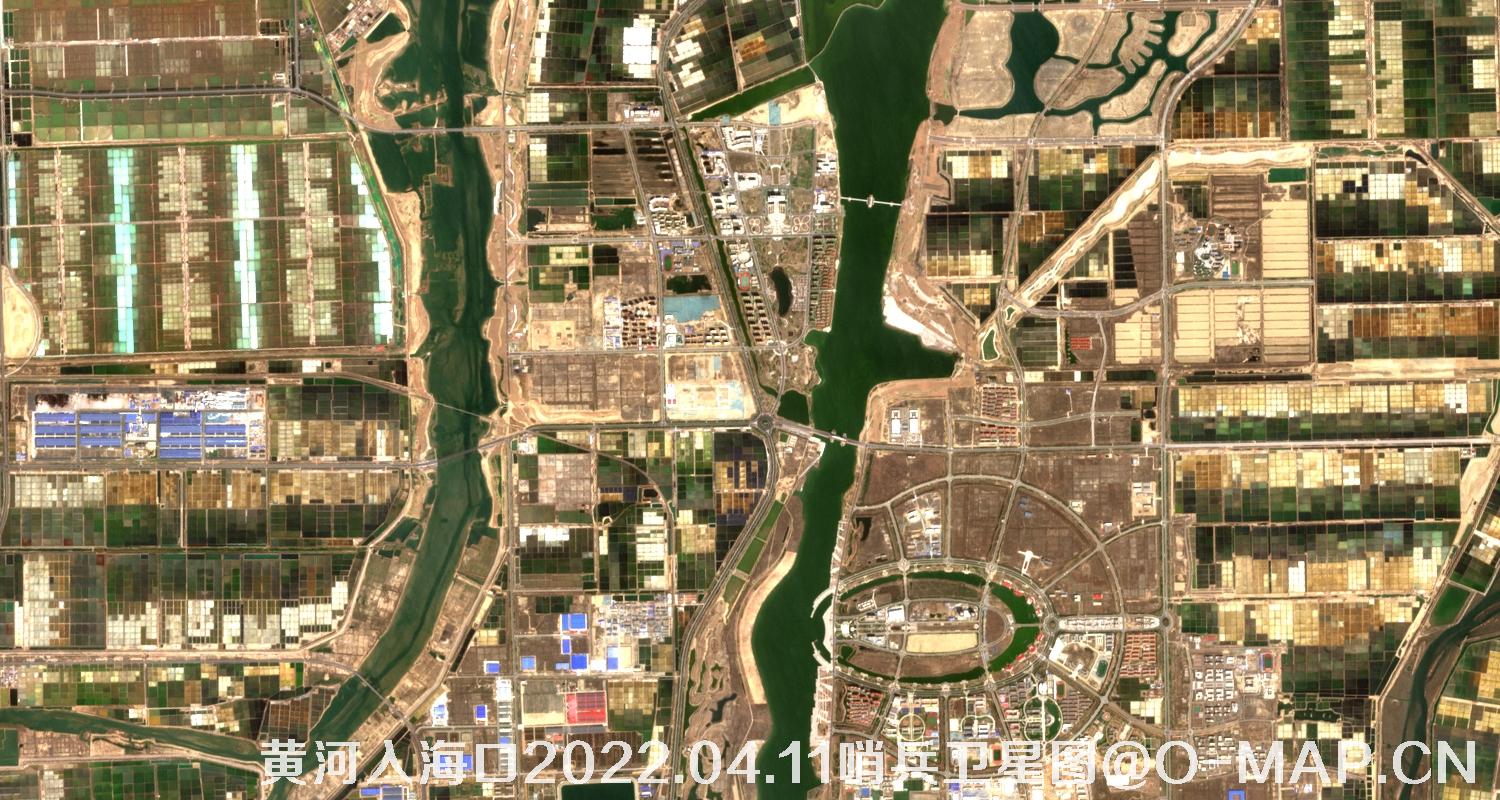 黄河入海口-山东省东营周边2022.04.11哨兵卫星图像