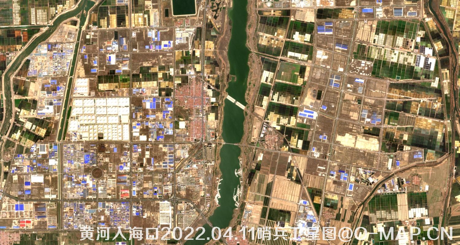 黄河入海口-山东省东营周边2022.04.11哨兵卫星图像