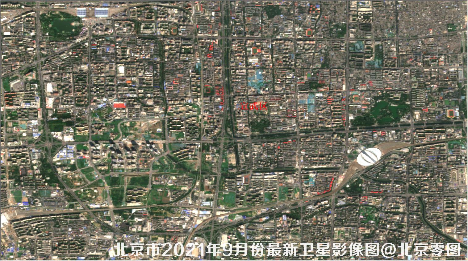 北京市玄武区2021年9月份最新卫星影像图