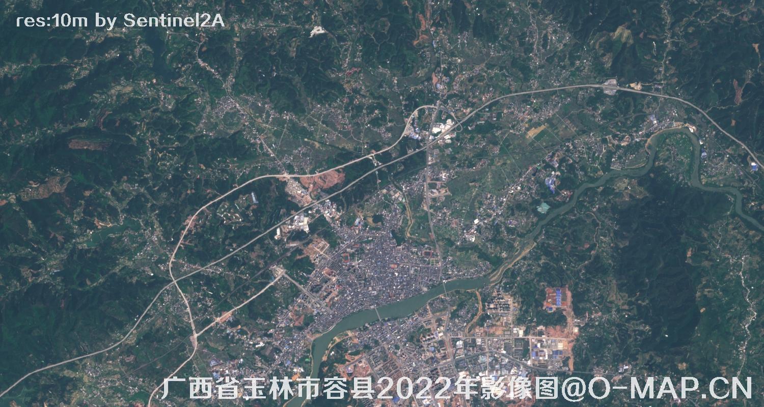 广西省玉林市容县2022年10米哨兵卫星影像图