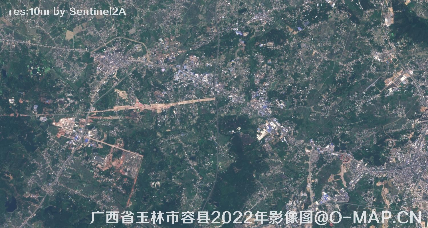 广西省玉林市容县2022年10米哨兵卫星影像图