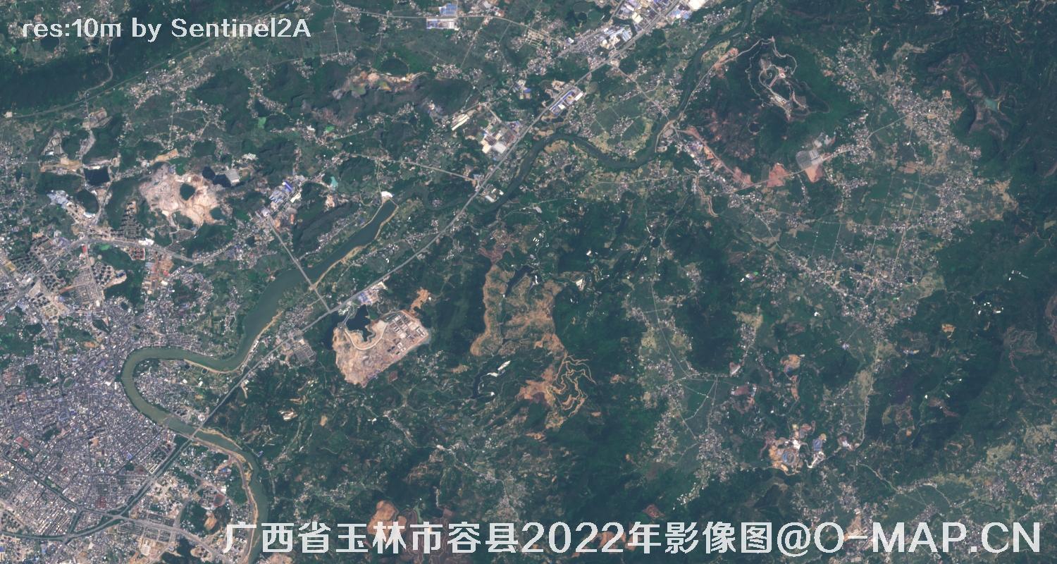 广西省玉林市容县2022年10米哨兵卫星影像图