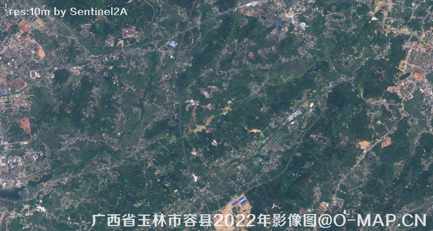 广西省玉林市容县2022年10米哨兵卫星影像图