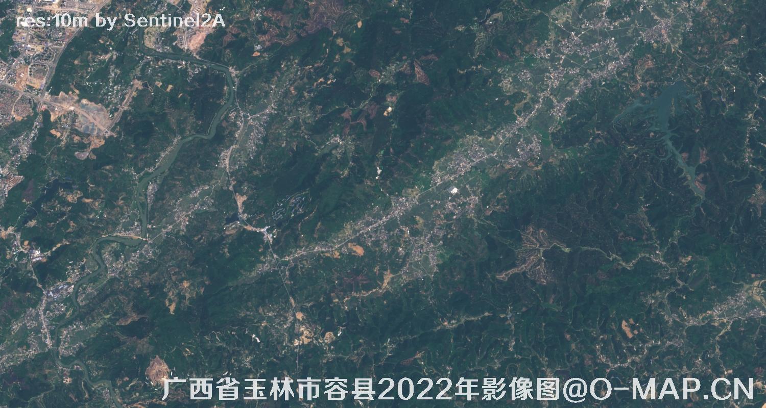 广西省玉林市容县2022年10米哨兵卫星影像图