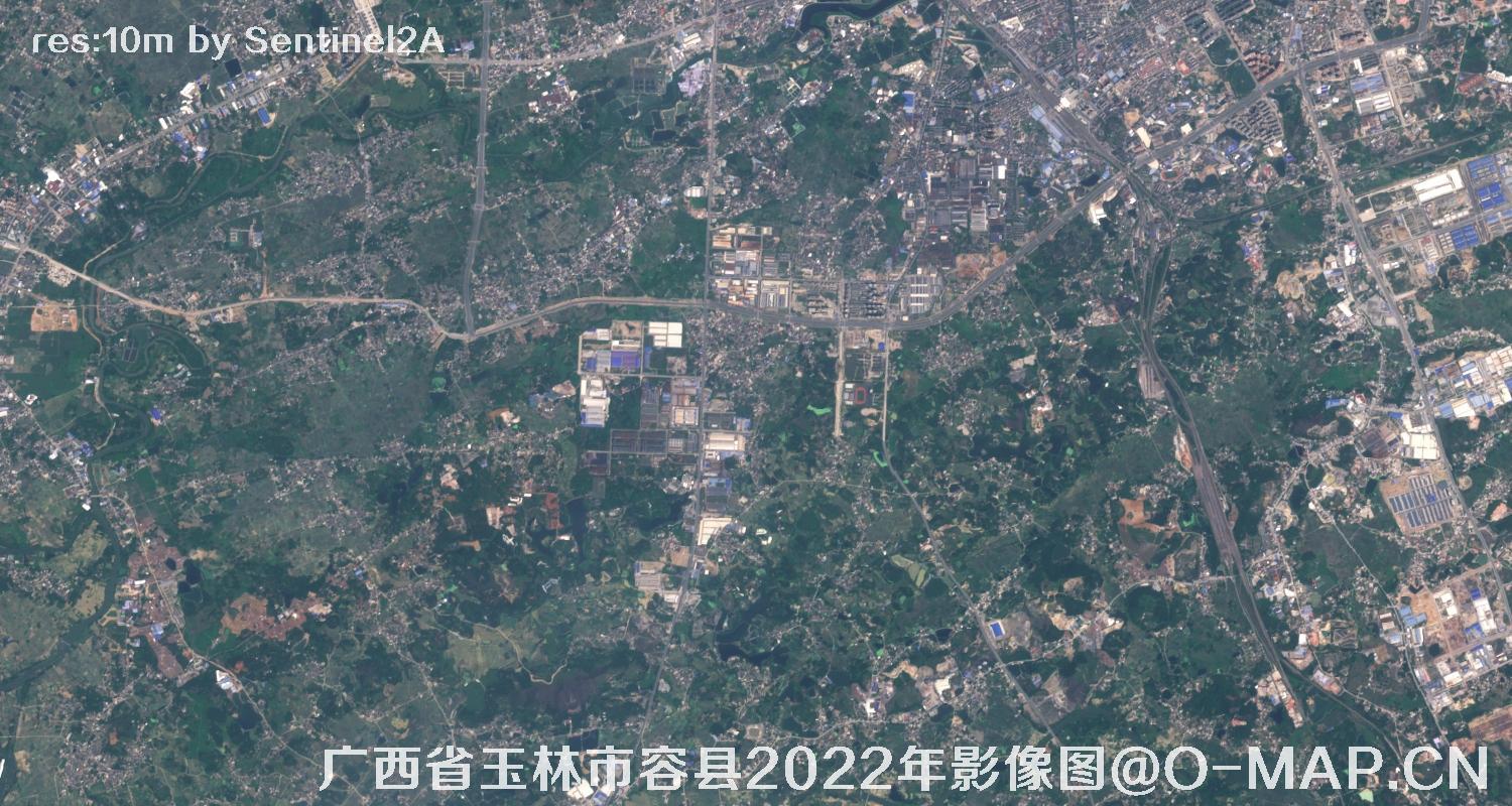 广西省玉林市容县2022年10米哨兵卫星影像图