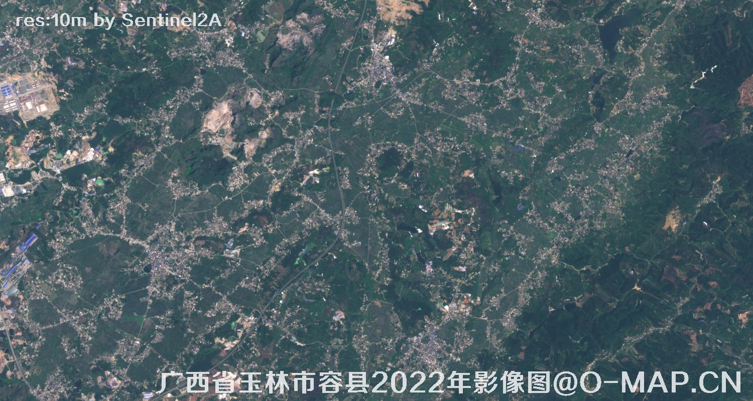 广西省玉林市容县2022年10米哨兵卫星影像图