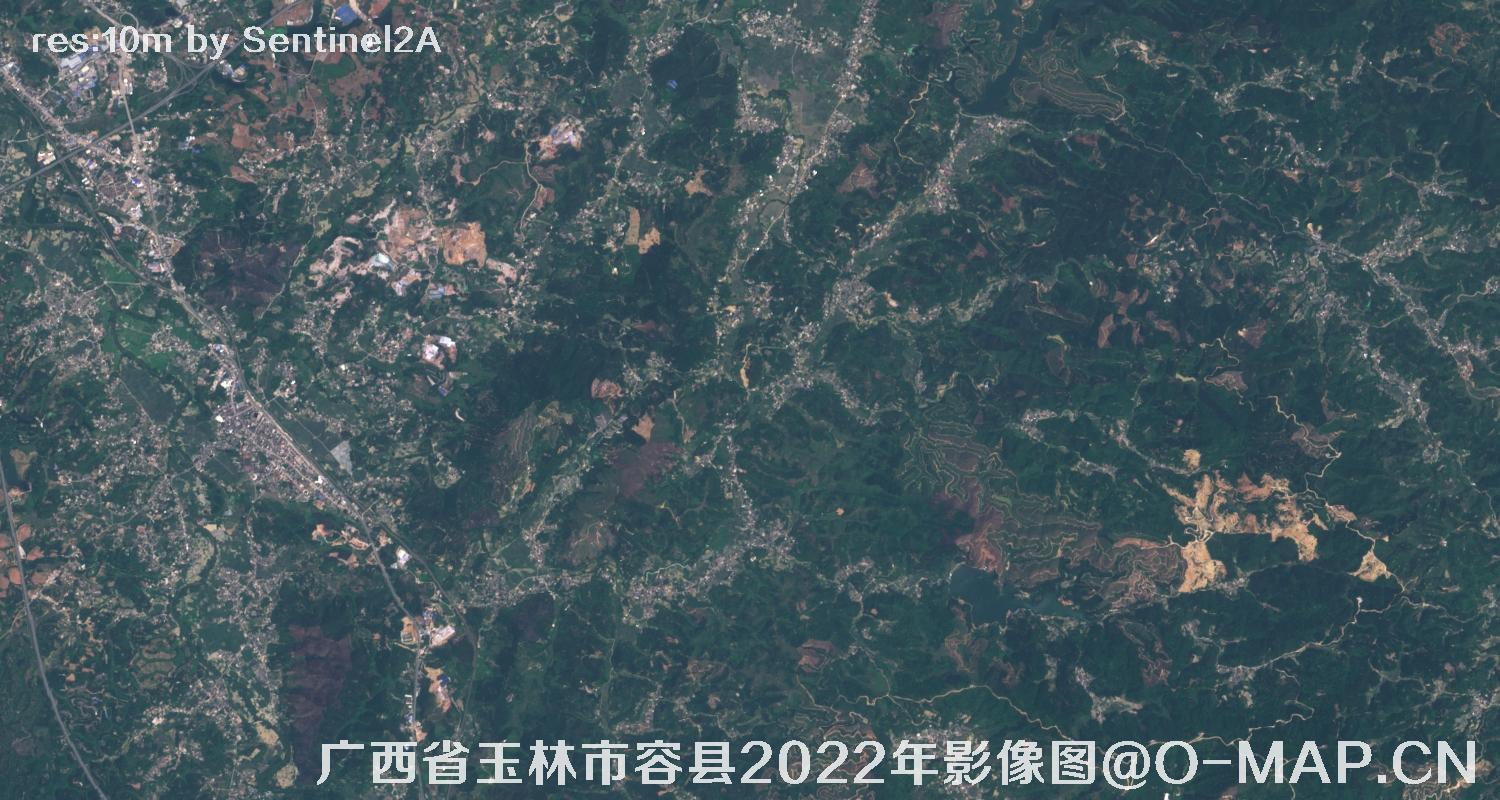 广西省玉林市容县2022年10米哨兵卫星影像图