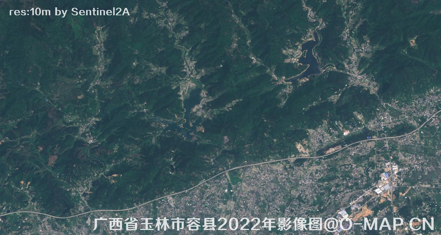 广西省玉林市容县2022年10米哨兵卫星影像图