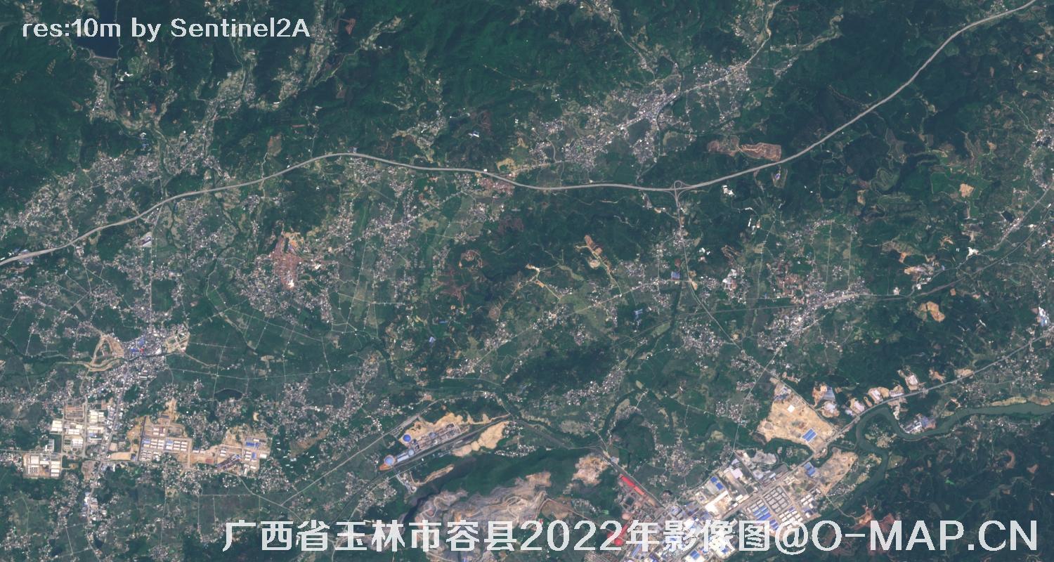 广西省玉林市容县2022年10米哨兵卫星影像图