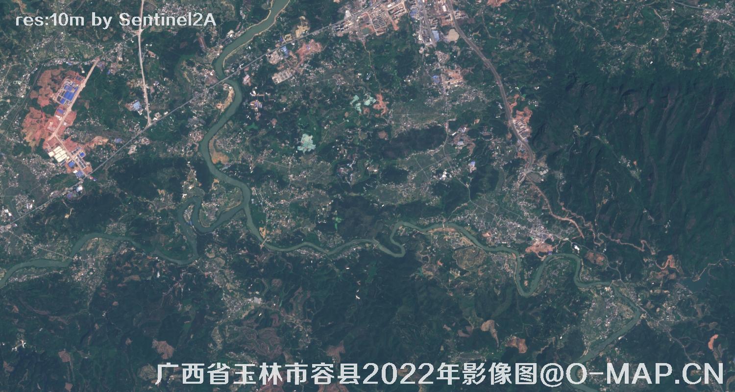 广西省玉林市容县2022年10米哨兵卫星影像图