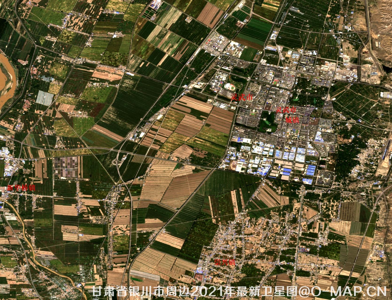 甘肃省银川市周边2021年最新卫星图