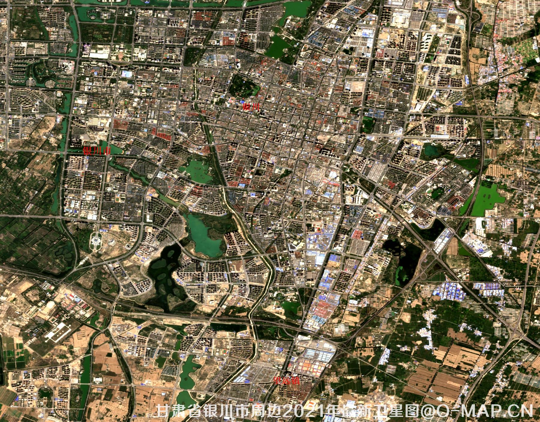 甘肃省银川市周边2021年最新卫星图