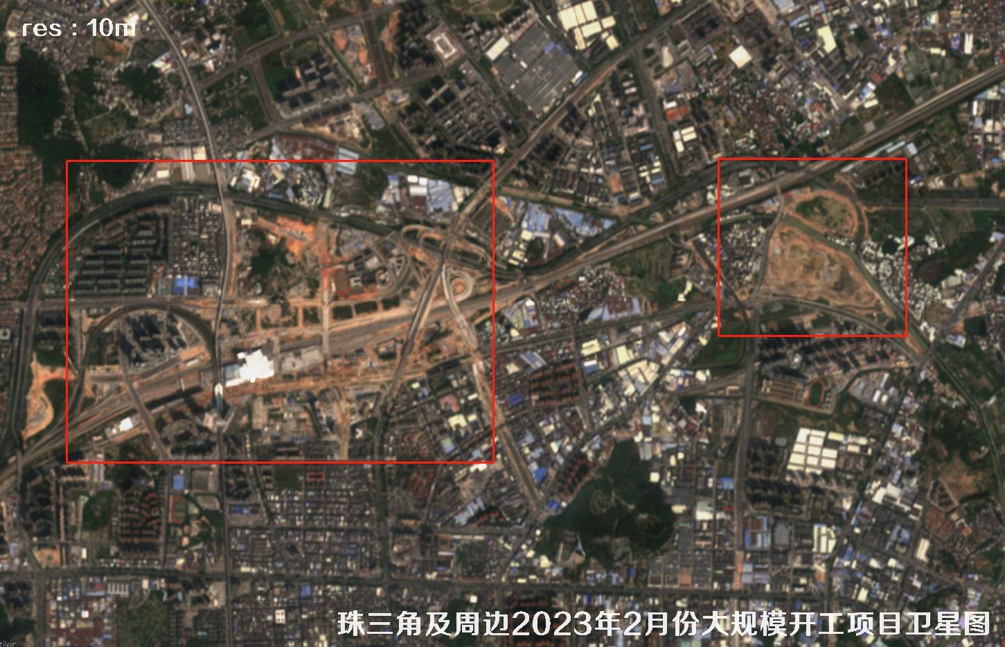 珠三角及周边区域大规模建筑开工项目卫星图