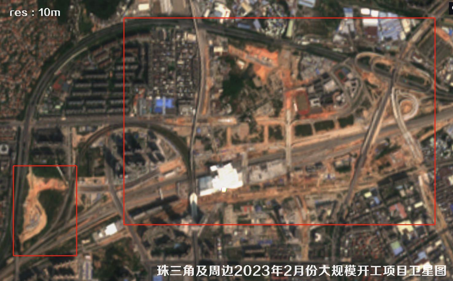 珠三角及周边区域大规模建筑开工项目卫星图