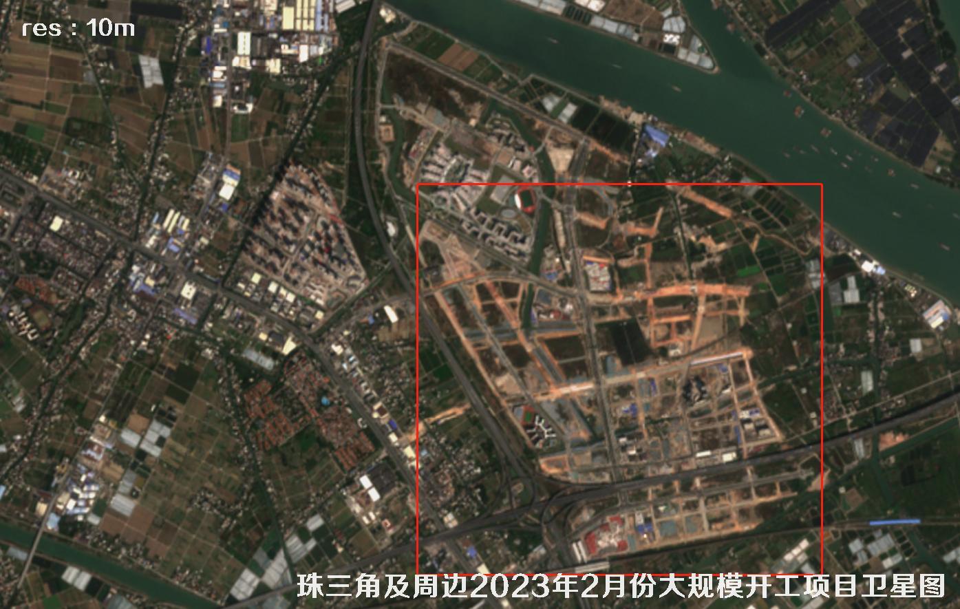 珠三角及周边区域大规模建筑开工项目卫星图