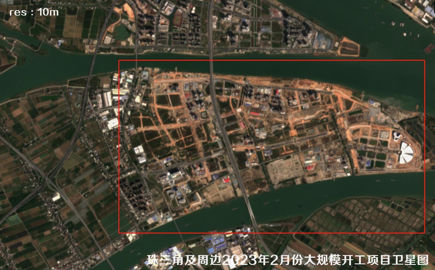 珠三角及周边区域大规模建筑开工项目卫星图