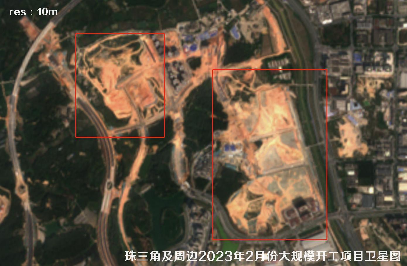 珠三角及周边区域大规模建筑开工项目卫星图