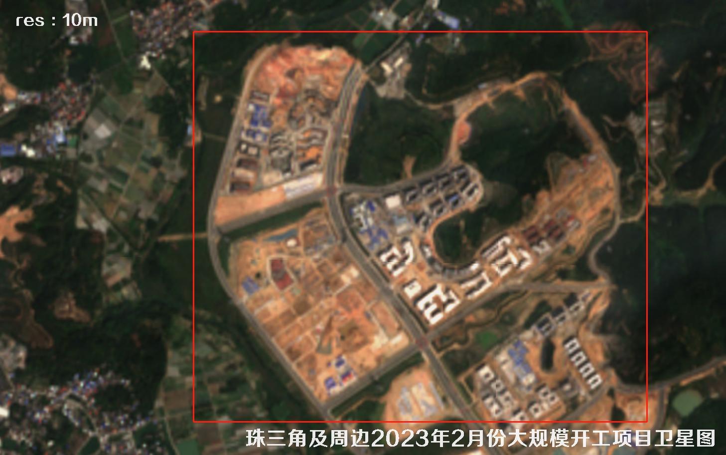 珠三角及周边区域大规模建筑开工项目卫星图