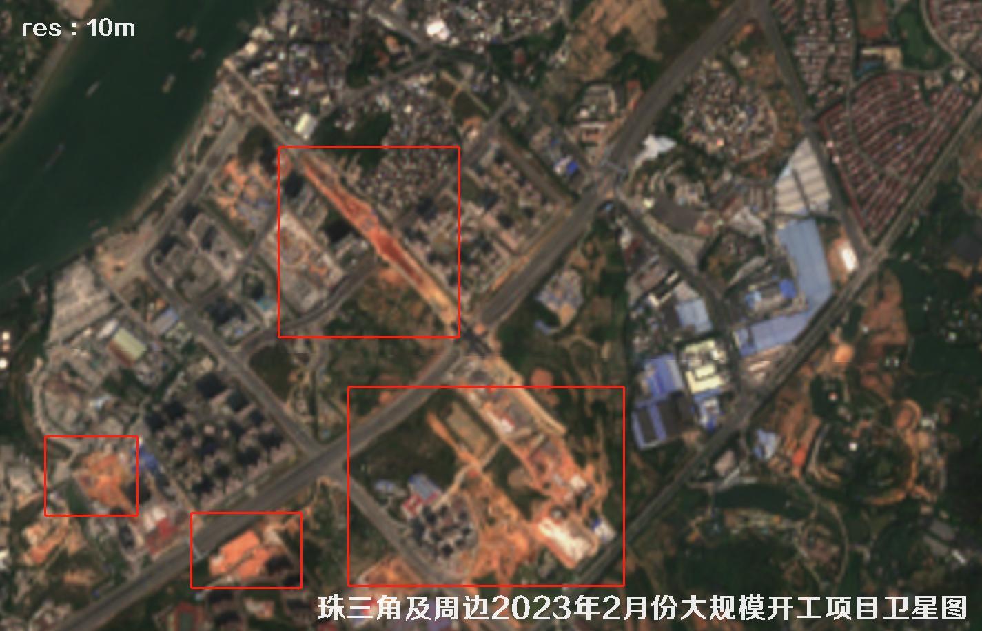 珠三角及周边区域大规模建筑开工项目卫星图