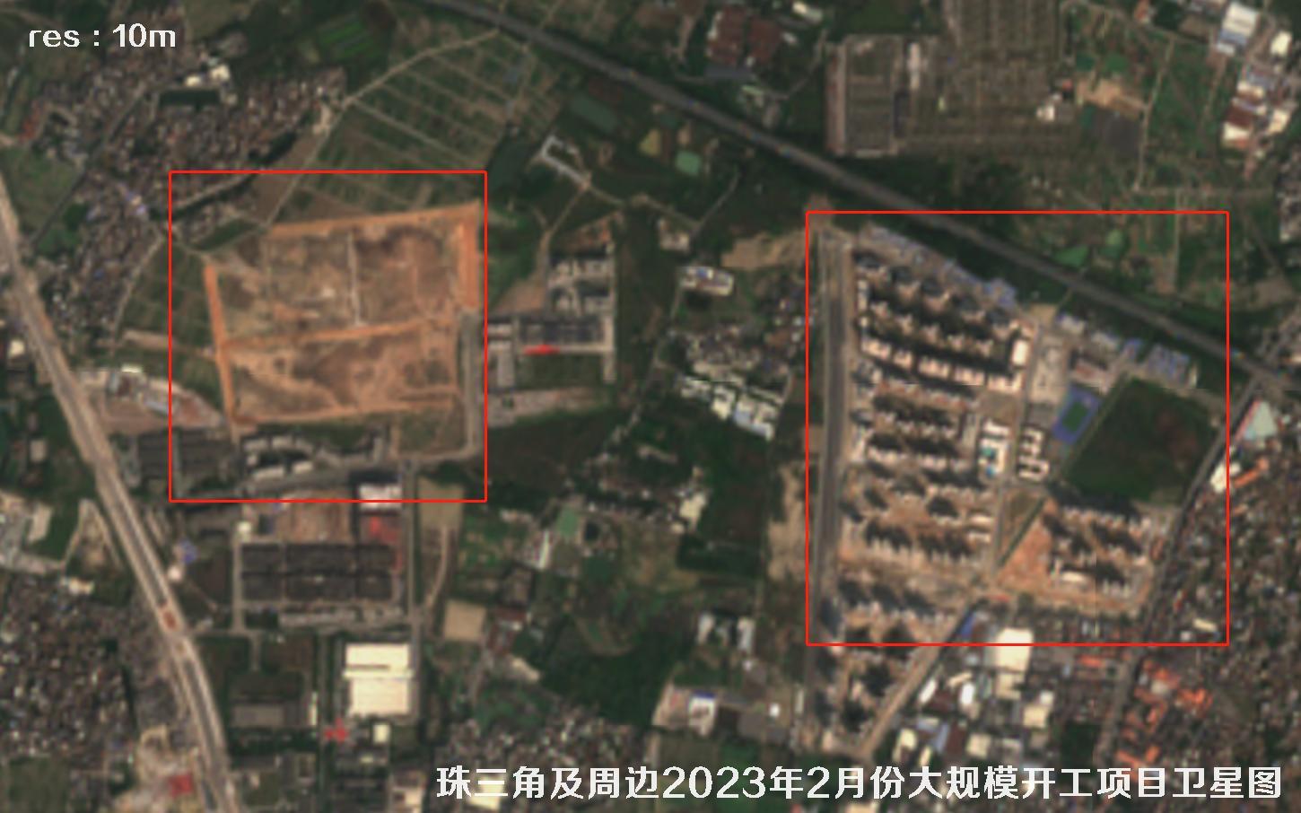 珠三角及周边区域大规模建筑开工项目卫星图