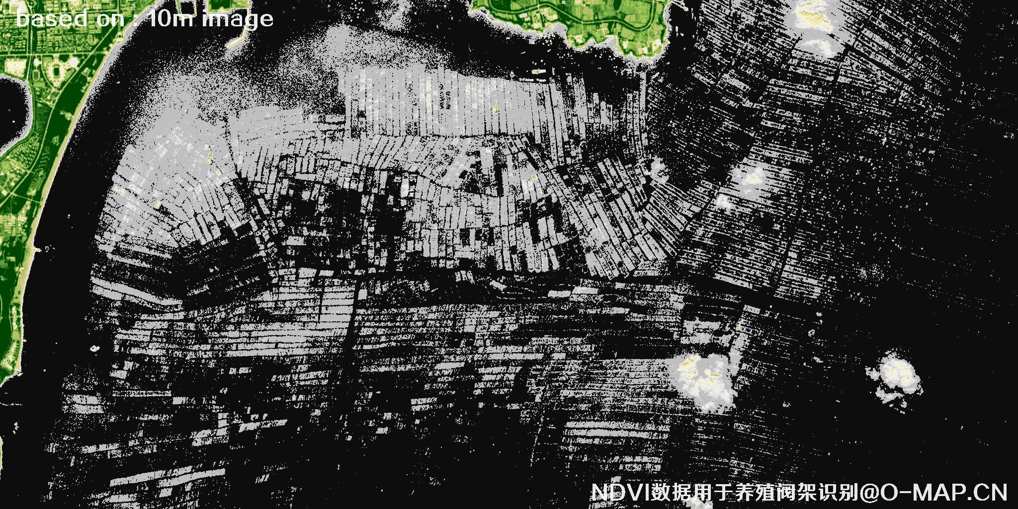 哨兵卫星NDVI数据用于识别海上养殖阀架卫星图