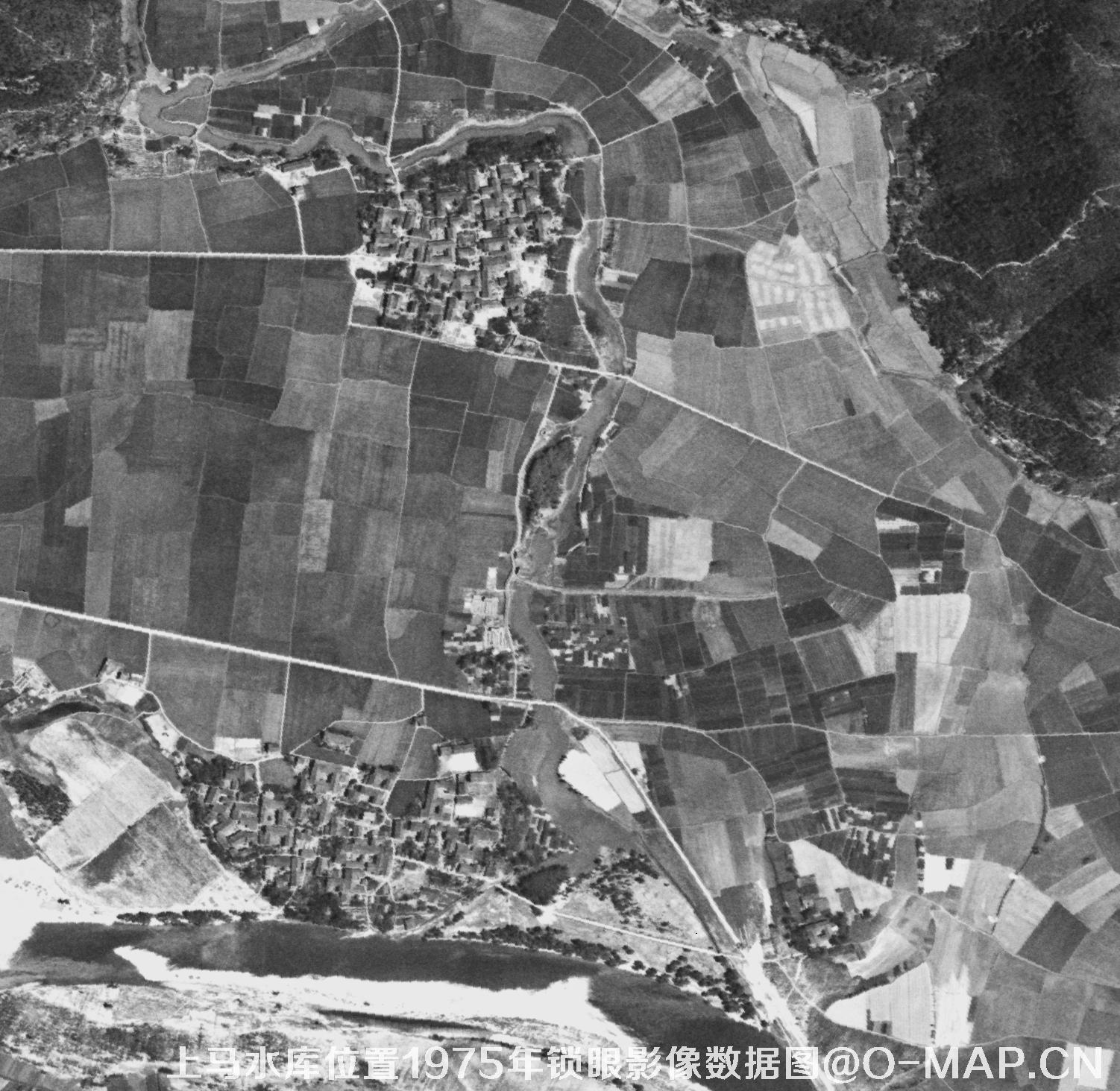 广东临海市上马水库移民前所在地1975年锁眼卫星影像数据