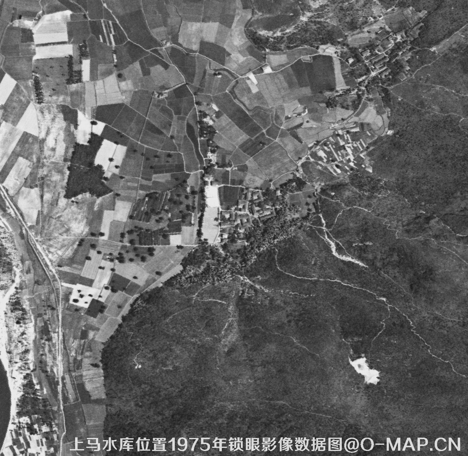 广东临海市上马水库移民前所在地1975年锁眼卫星影像数据