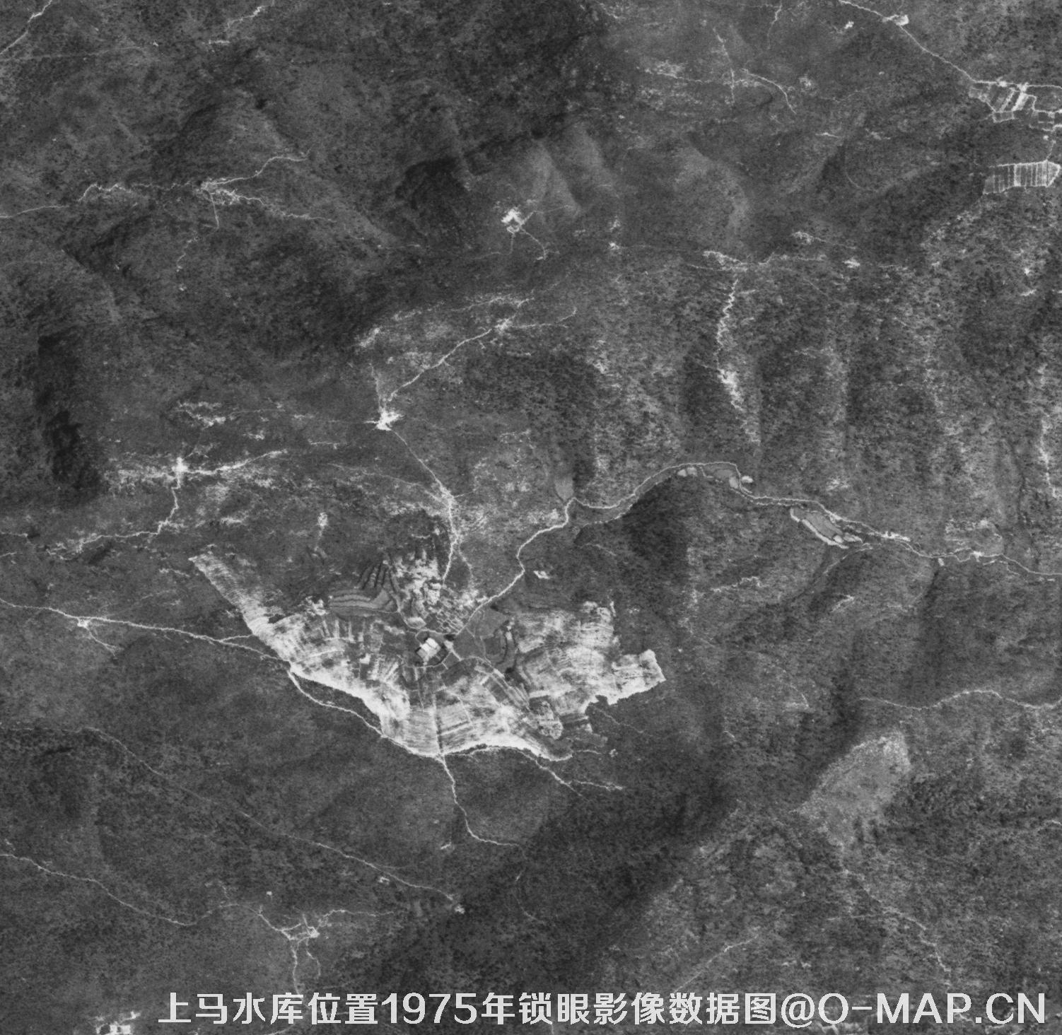 广东临海市上马水库移民前所在地1975年锁眼卫星影像数据