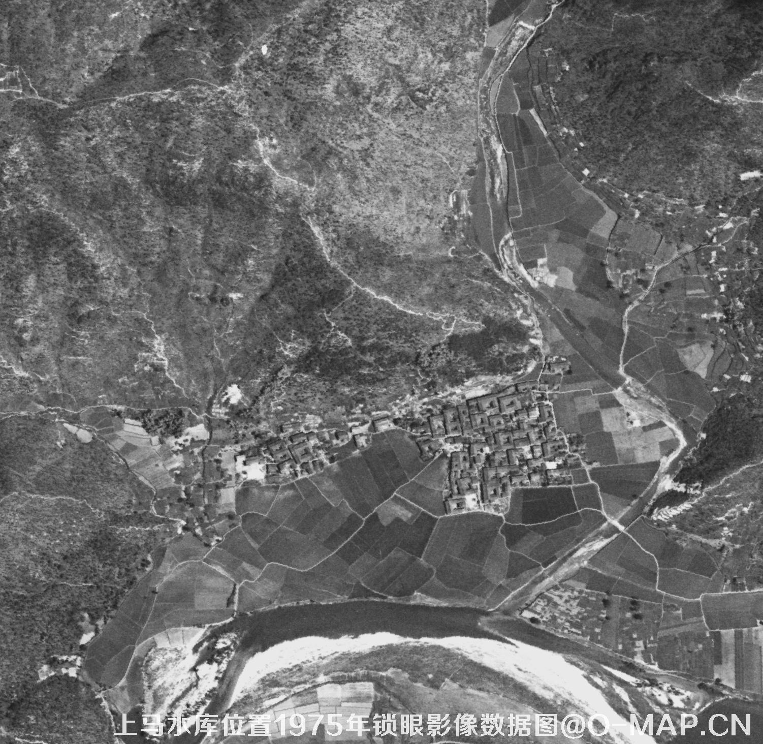 广东临海市上马水库移民前所在地1975年锁眼卫星影像数据
