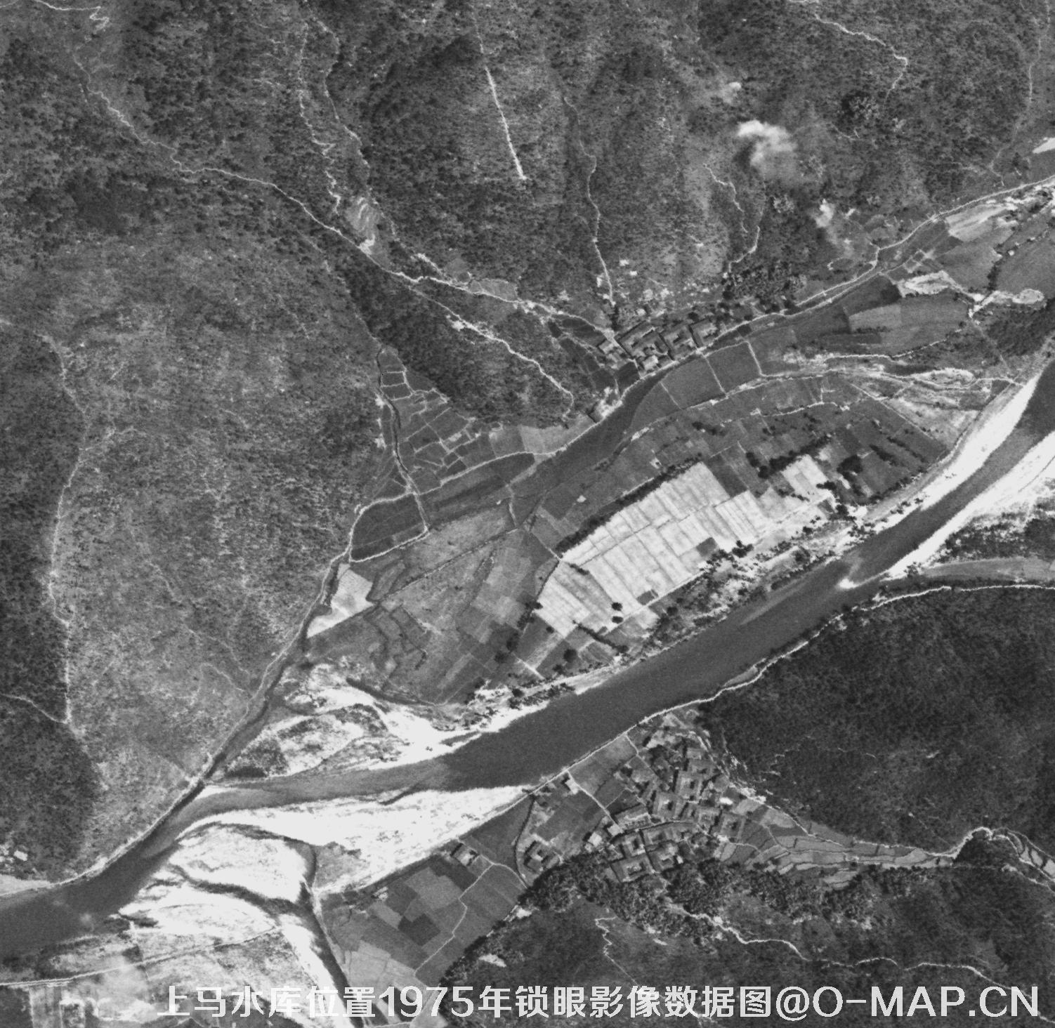 广东临海市上马水库移民前所在地1975年锁眼卫星影像数据