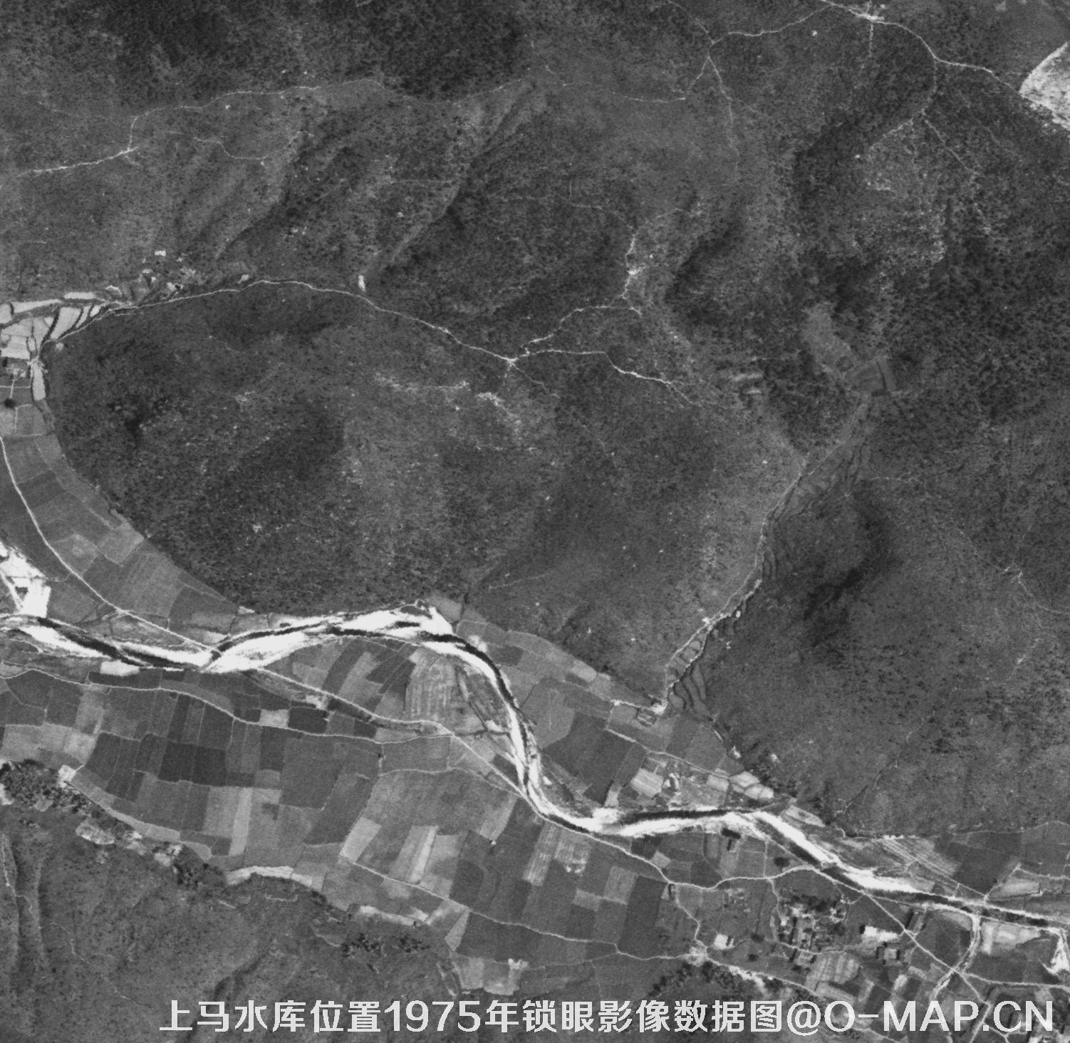 广东临海市上马水库移民前所在地1975年锁眼卫星影像数据