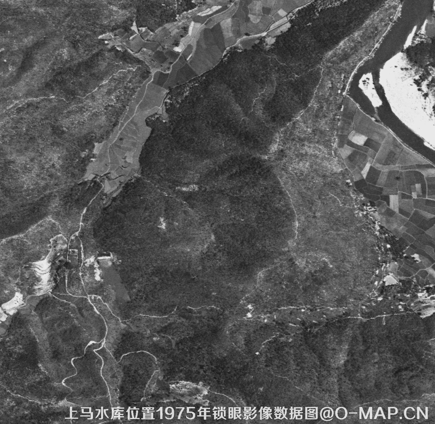 广东临海市上马水库移民前所在地1975年锁眼卫星影像数据