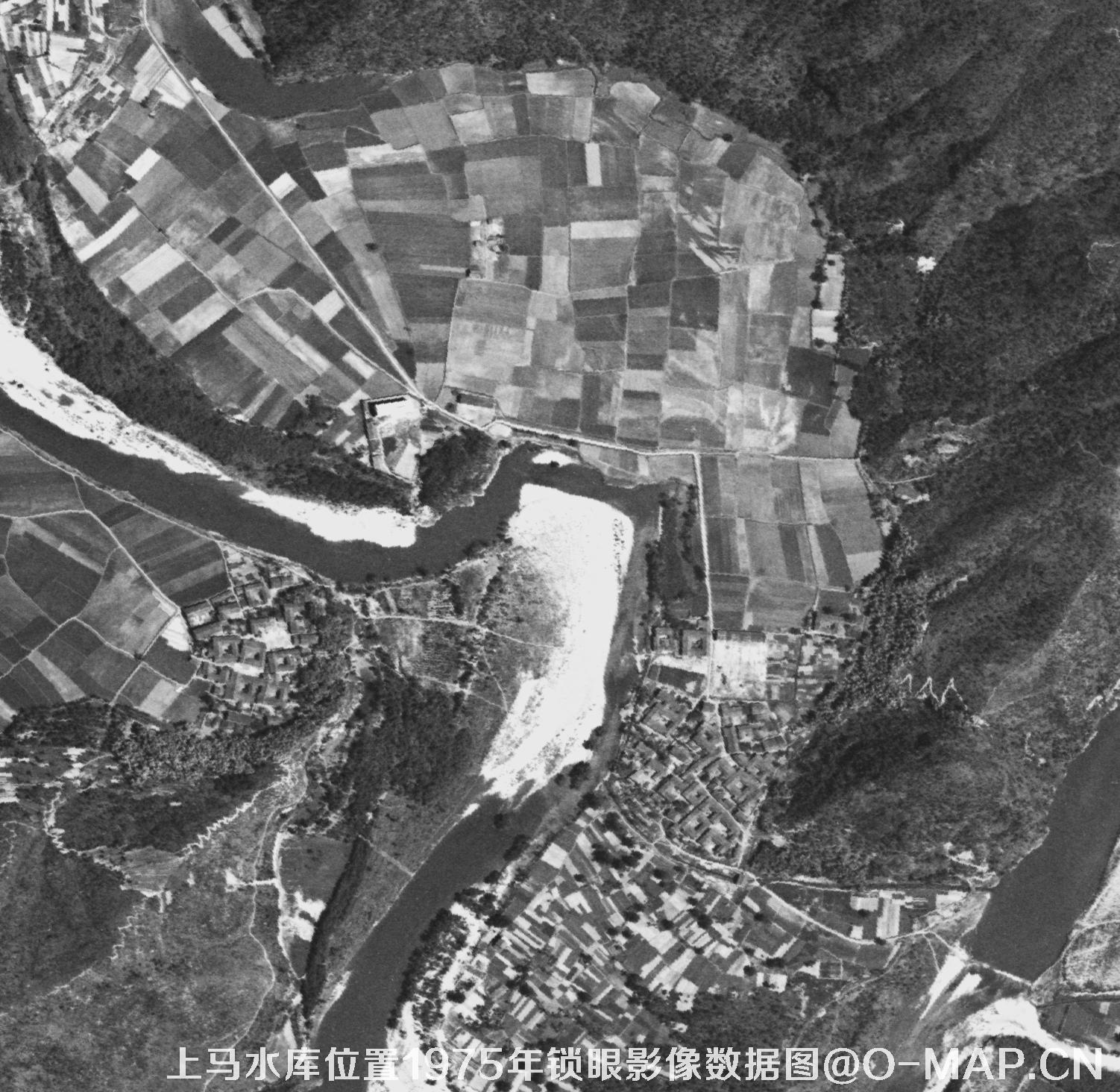 广东临海市上马水库移民前所在地1975年锁眼卫星影像数据