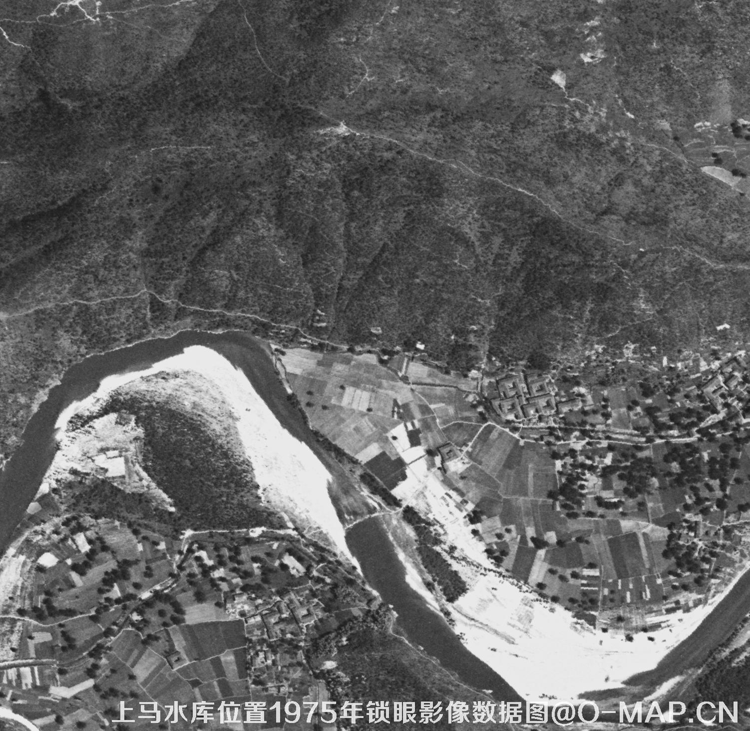 广东临海市上马水库移民前所在地1975年锁眼卫星影像数据