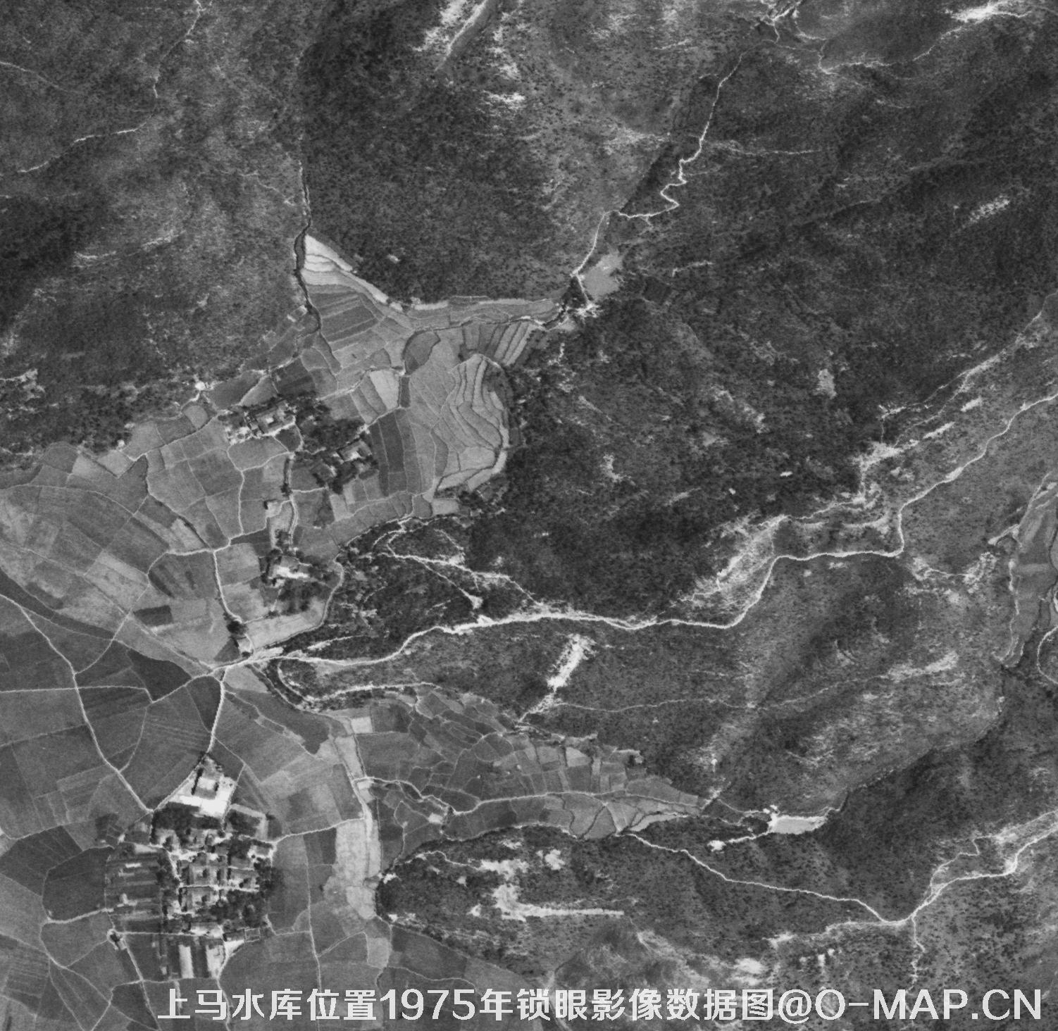 广东临海市上马水库移民前所在地1975年锁眼卫星影像数据