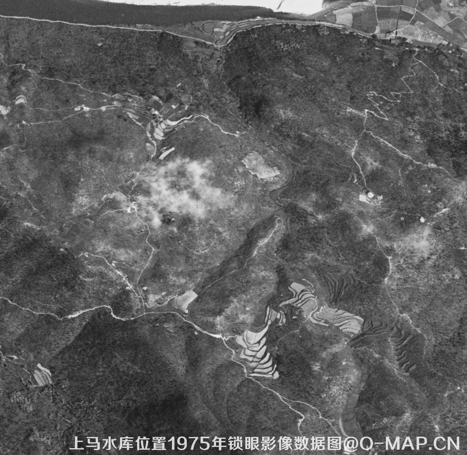 广东临海市上马水库移民前所在地1975年锁眼卫星影像数据